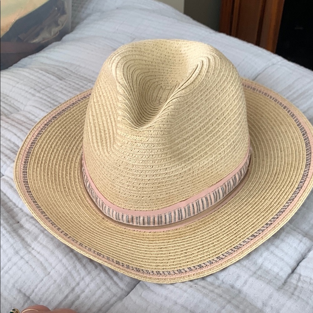 Straw Hat with Pink Accents